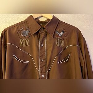 Vintage 70s Western Shirt Eagle,Buffalo Snap Down Long Sleeve M